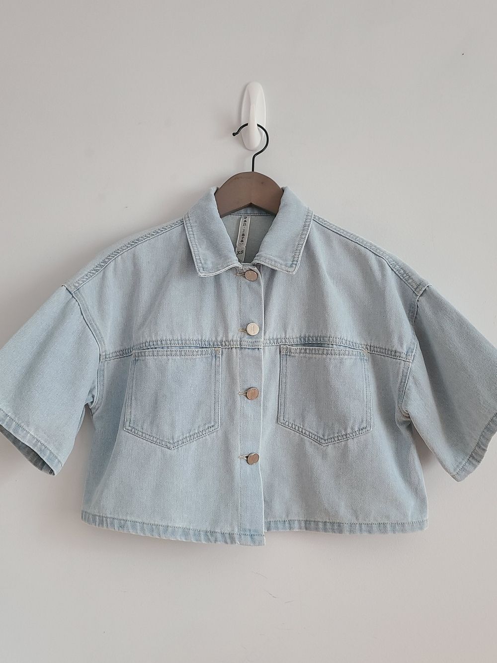 Banjara Light Wash Cropped Short Sleeve Denim Jacket Size XS